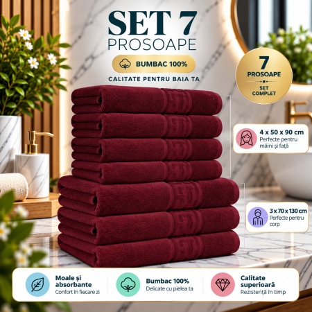 Set 7 Prosoape, Bumbac 100%, 550g/m²