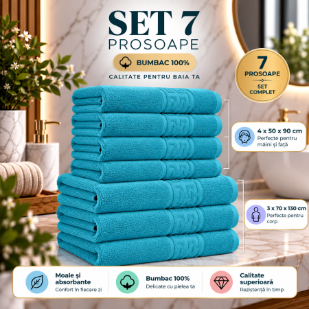 Set 7 Prosoape, Bumbac 100%, 550g/m²