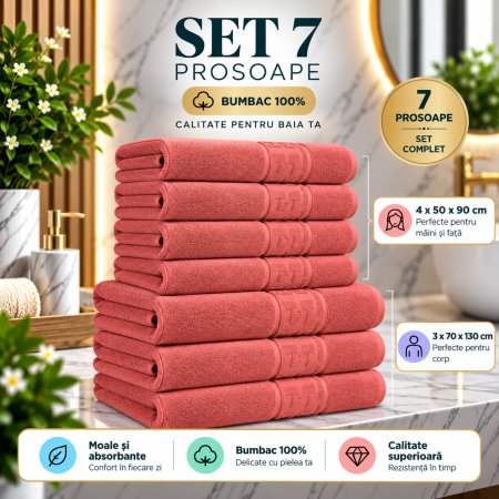 Set 7 Prosoape, Bumbac 100%, 550g/m²