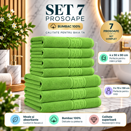 Set 7 Prosoape, Bumbac 100%, 550g/m²
