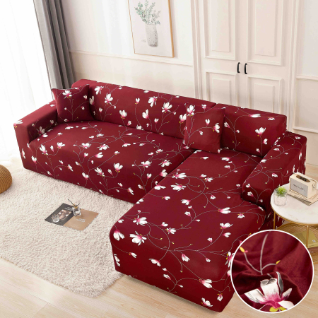 HUSE COLTAR - Set Huse Elastice pentru Colțar M+L – Ruby Blossom