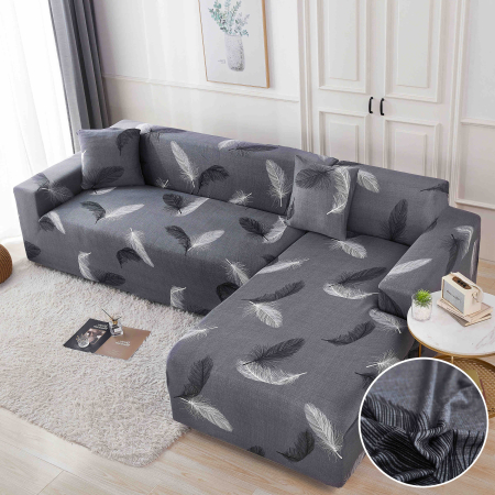 HUSE COLTAR - Set Huse Elastice pentru Colțar M+L – Feather Grey