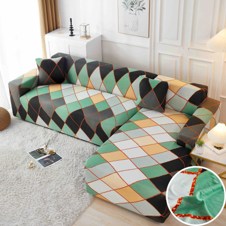 HUSE COLTAR - Set Huse Elastice pentru Colțar M+L – Mint Grid