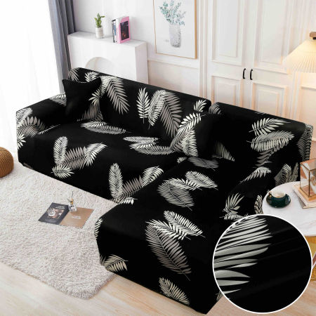 HUSE COLTAR - Set Huse Elastice pentru Colțar M+L – Midnight Palm