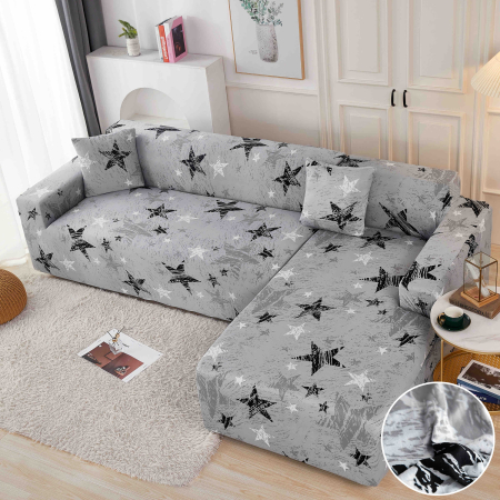 HUSE COLTAR - Set Huse Elastice pentru Colțar M+L – Silver Stars
