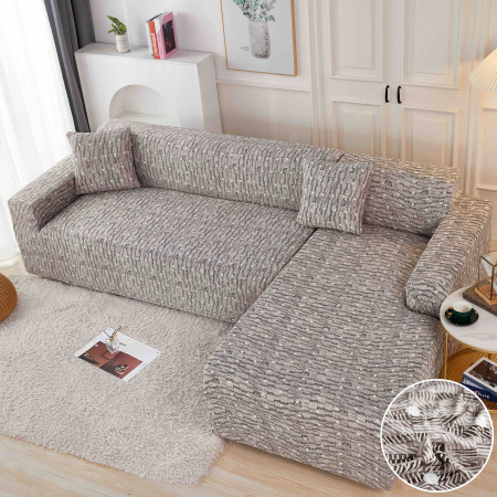 HUSE COLTAR - Set Huse Elastice pentru Colțar M+L – Silver Weave