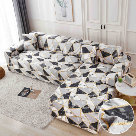 HUSE COLTAR - Set Huse Elastice pentru Colțar M+L – Marble Gold