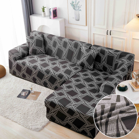 HUSE COLTAR - Set Huse Elastice pentru Colțar M+L – Graphite Lines