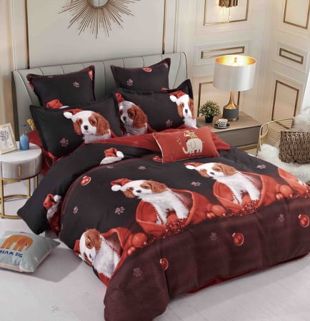 Set Lenjerie de Pat Crăciun 5D cu Elastic – 6 Piese pentru Pat Dublu, Christmas Collection - Copie [1]