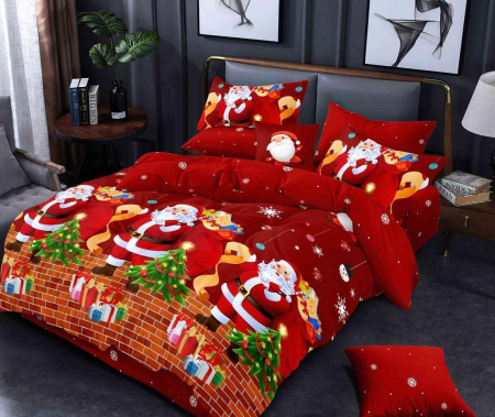 Lenjerie Din Bumbac Tip Finet 6 Piese Pentru Pat Dublu – Christmas Collection