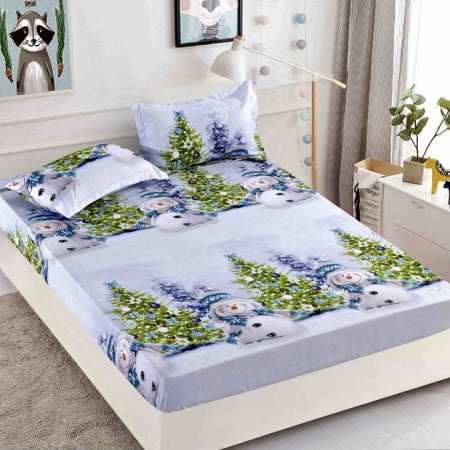 Cearșaf cu Elastic 180x200 cm + 2 Fețe de Pernă 50x70 cm – Finet Moale și Plăcut la Atingere