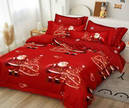 Lenjerie Din Bumbac Tip Finet 6 Piese Pentru Pat Dublu – Christmas Collection