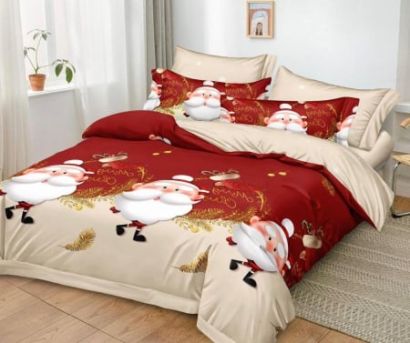 Lenjerie Din Bumbac Tip Finet 6 Piese Pentru Pat Dublu – Christmas Collection