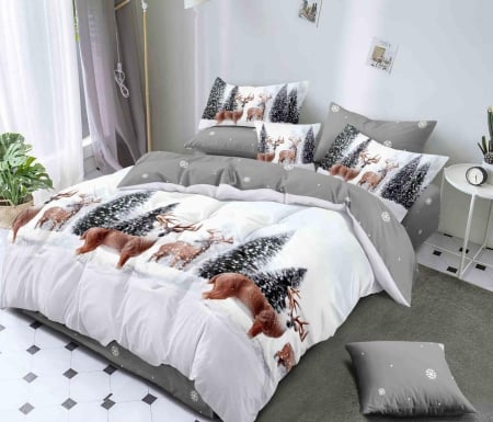 Lenjerie Din Bumbac Tip Finet 6 Piese Pentru Pat Dublu – Christmas Collection