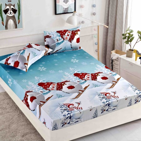 Cearșaf cu Elastic 180x200 cm + 2 Fețe de Pernă 50x70 cm – Finet Moale și Plăcut la Atingere