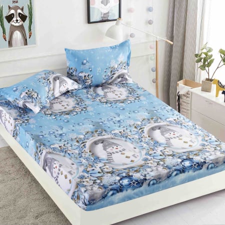 Cearșaf cu Elastic 180x200 cm + 2 Fețe de Pernă 50x70 cm – Finet Moale și Plăcut la Atingere