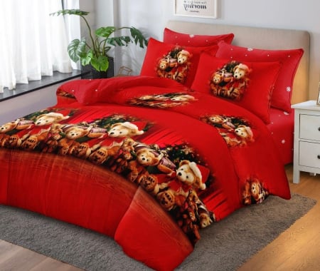 Lenjerie Din Bumbac Tip Finet 6 Piese Pentru Pat Dublu – Christmas Collection