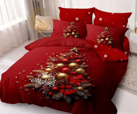 Lenjerie Din Bumbac Tip Finet 6 Piese Pentru Pat Dublu – Christmas Collection