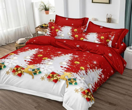 Lenjerie Din Bumbac Tip Finet 6 Piese Pentru Pat Dublu – Christmas Collection