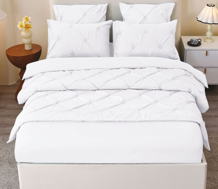 Lenjerii Pat Bumbac Tip Finet Cu Pliuri - Set Lenjerie de Pat cu Elastic 180×200 cm și Pliuri, 6 Piese
