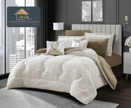 Lenjerii super pufoase cu blanita iepure - Set lenjerie de pat cu elastic ,cu pilota inclusa, blanita artificiala de iepure, 6 piese, Maro