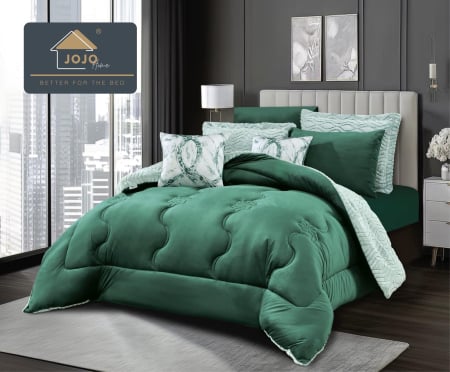 Lenjerii super pufoase cu blanita iepure - Set lenjerie de pat cu elastic ,cu pilota inclusa, blanita artificiala de iepure, 6 piese, Verde