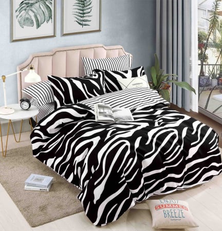 Lenjerii Pat Bumbac Tip Finet - Set Lenjerie de Pat Finet 6 Piese, Bumbac Finet, Fără Elastic – Zebra Chic