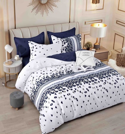 Lenjerii Pat Bumbac Tip Finet - Set Lenjerie de Pat Finet 6 Piese, Bumbac Finet, Fără Elastic – Nordic Blue