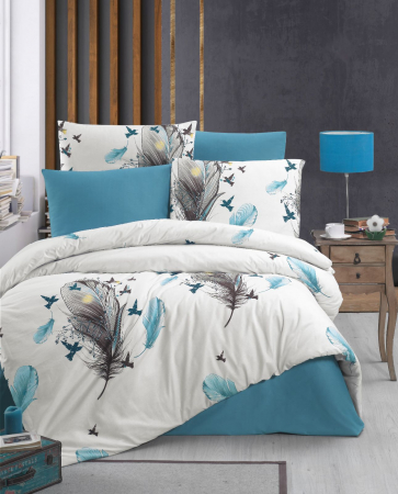 Lenjerii home - deco - Lenjerie de pat bumbac color cu imprimeu