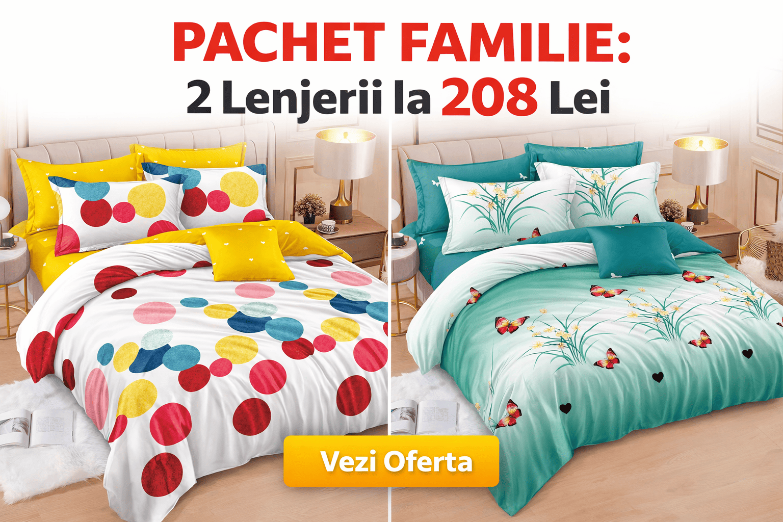 2 lenjerii la 208 lei