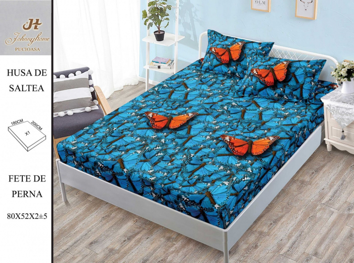 Husa de pat din Finet cu elastic+ 2 fete  de perna 180x200 -HG264 [1]