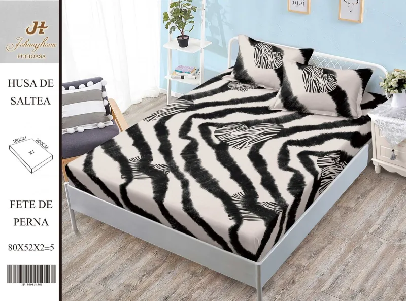 Husa de pat din Finet cu elastic+ 2 fete  de perna 180x200 -HG287 [1]