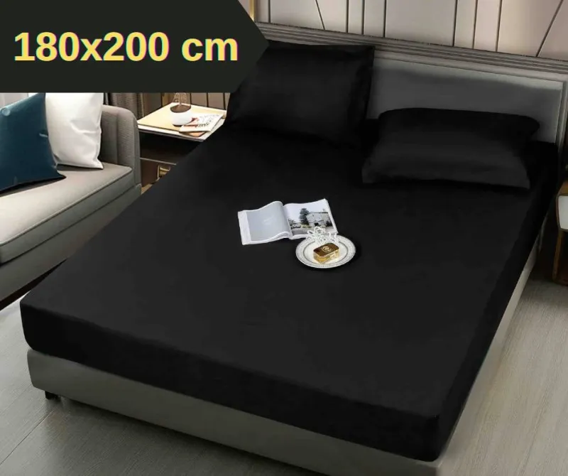 Husa de pat impermeabila,Pat dublu 180x200 cm,Negru-TM8 [1]