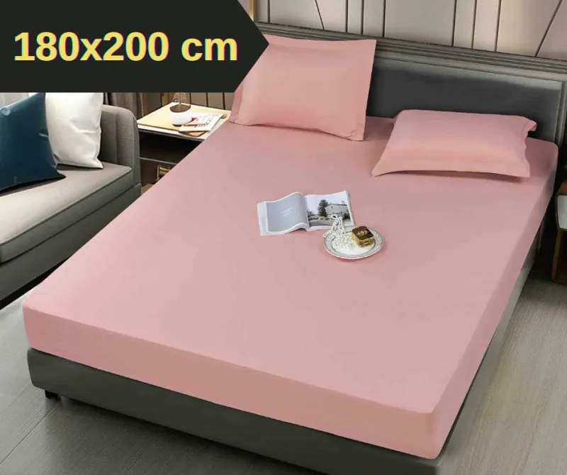 Husa de pat impermeabila,Pat dublu 180x200 cm,Roz-TM5 [1]