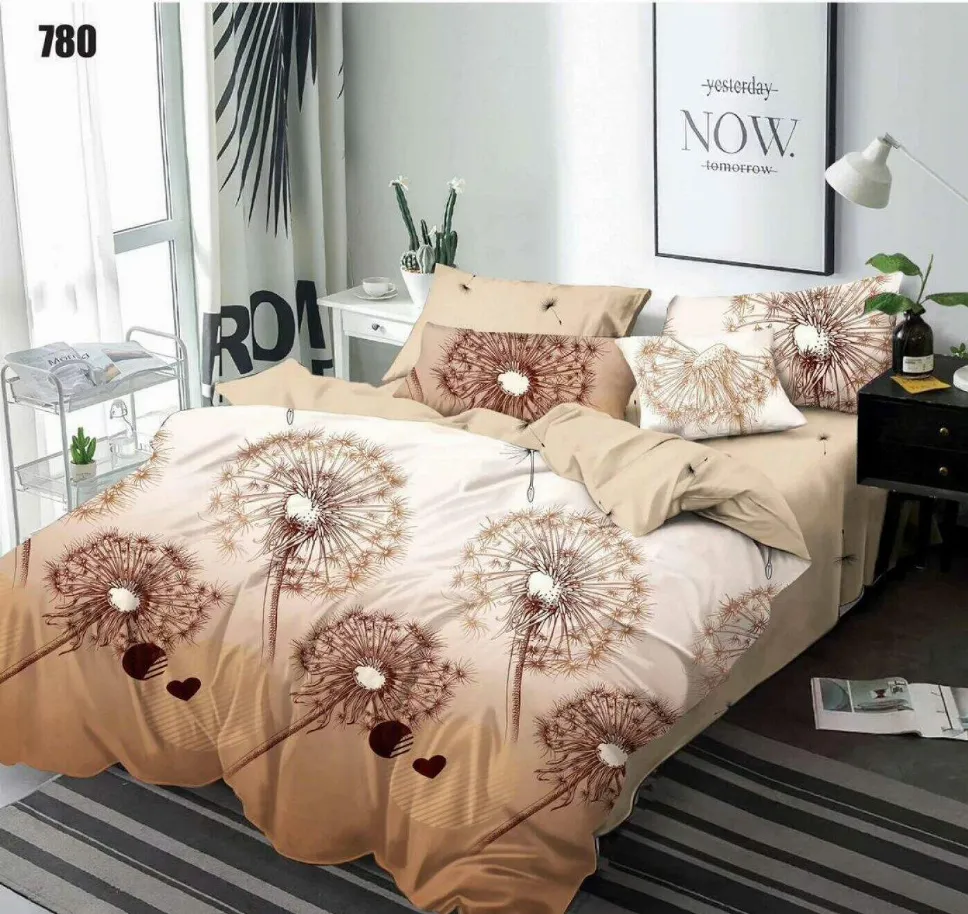 Lenjerie de pat Finet 6 piese, bej cu păpădii și inimi-LP780 [1]
