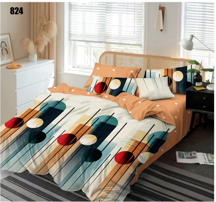 Lenjerie de pat Finet 6 piese,Pucioasa,Multi colora cu forme geometrice-LP824 [1]