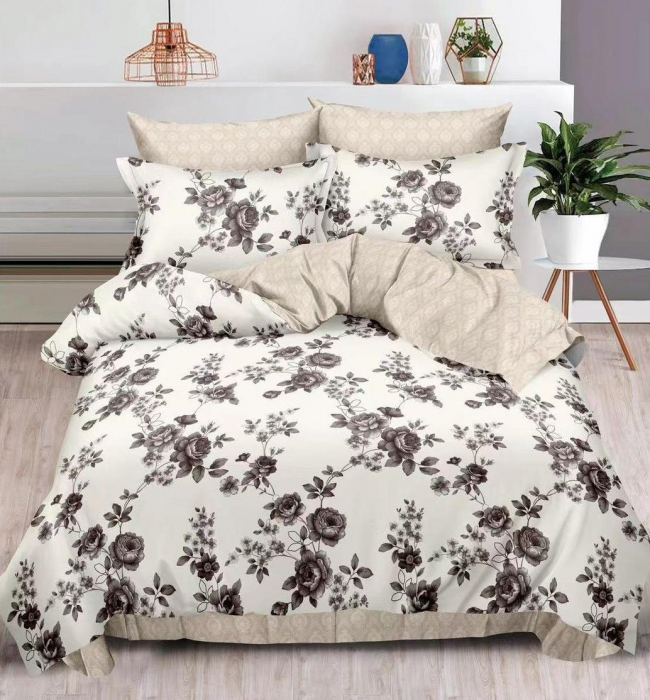 Lenjerie de pat Finet Pucioasa 6 piese,Crem cu floricele-R477 [1]