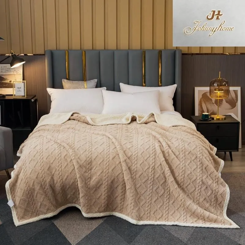 Patura CoCoLiNo tip Tricotaj cu blanita,Bej inchis, 200x230cm-ZF13 [1]