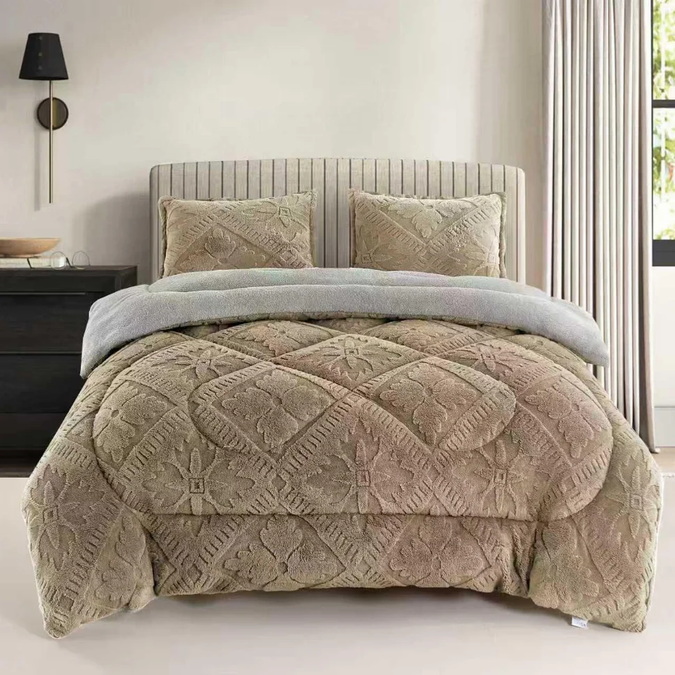 Pilota groasa cocolino cu blanita, bej cu model floral discret-PCB116 [1]