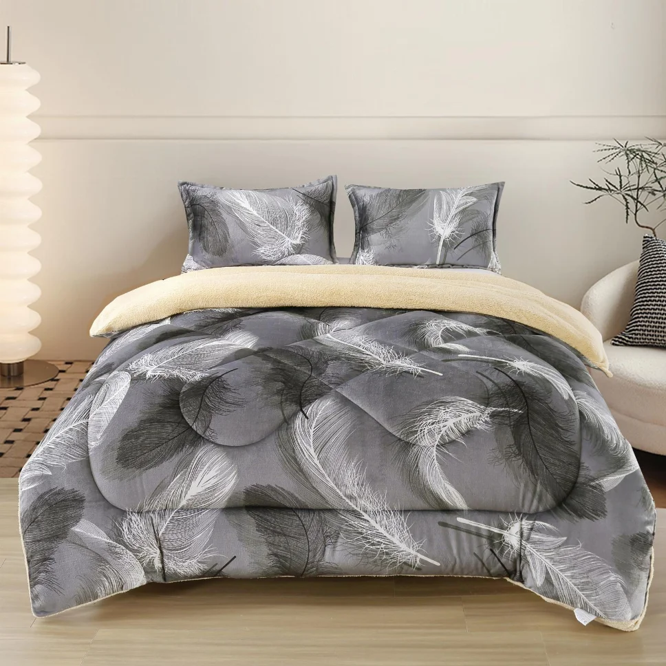 Pilota groasa cocolino cu blanita, gri cu pene albe delicate-PCB109 [1]