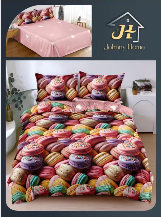 Set lenjerie de pat bumbac satinat cu macaroane colorate-BS721 [2]