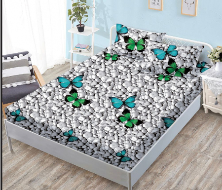 HUSE DE PAT - Husa de Pat cu Elastic + 2 Fete  de perna ,140x200 -SY13