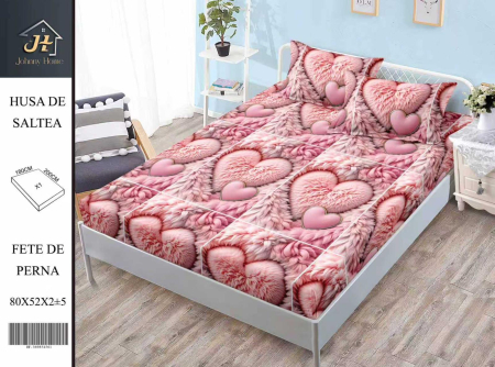 HUSE DE PAT - Husa de pat din Finet cu elastic+ 2 fete de perna 180x200 cm-HG302