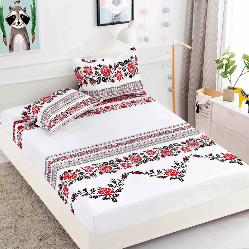 Huse de pat Finet 180x200 cm - Husa de pat din Finet cu elastic+ 2 fete  de perna 180x200 -H23