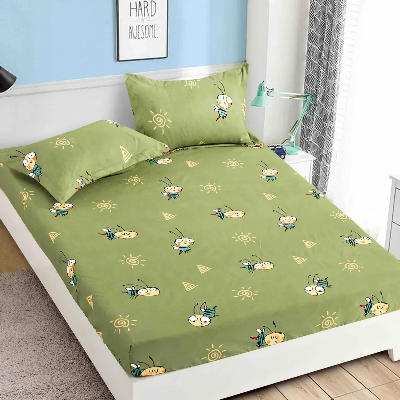 HUSE DE PAT - Husa de pat din Finet cu elastic+ 2 fete de perna 90x200 -HP14