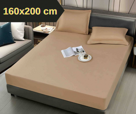 HUSE DE PAT - Husa de pat impermeabila,Pat dublu 160x200 cm,Bej-XT2