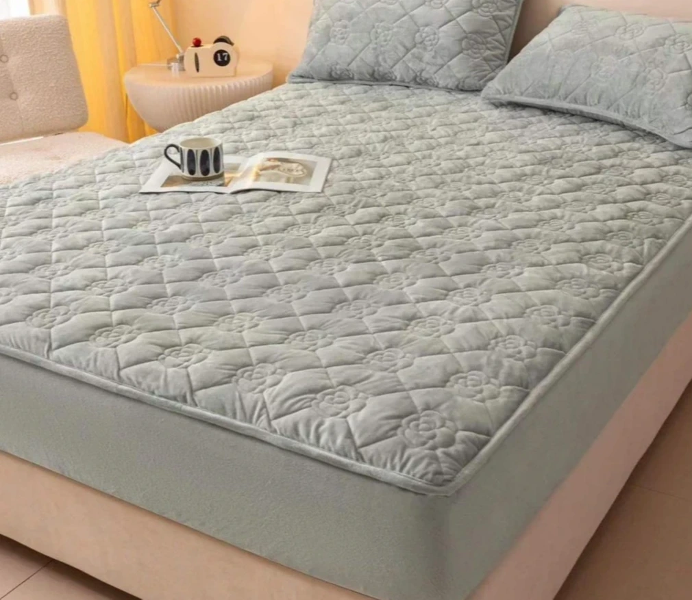 Huse Tip Topper 140x200 - Husă tip topper 140x200 cm, protecție matlasată gri argintiu-TT11