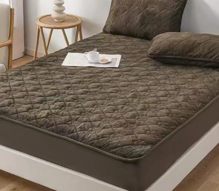 Huse Tip Topper 140x200 - Husă tip topper 140x200 cm, protecție matlasată gri inchis-TT2