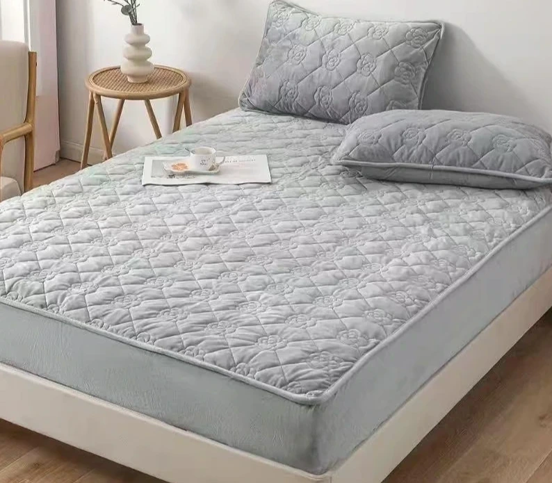 Huse Tip Topper 140x200 - Husă tip topper 140x200 cm, protecție matlasată gri-TT1
