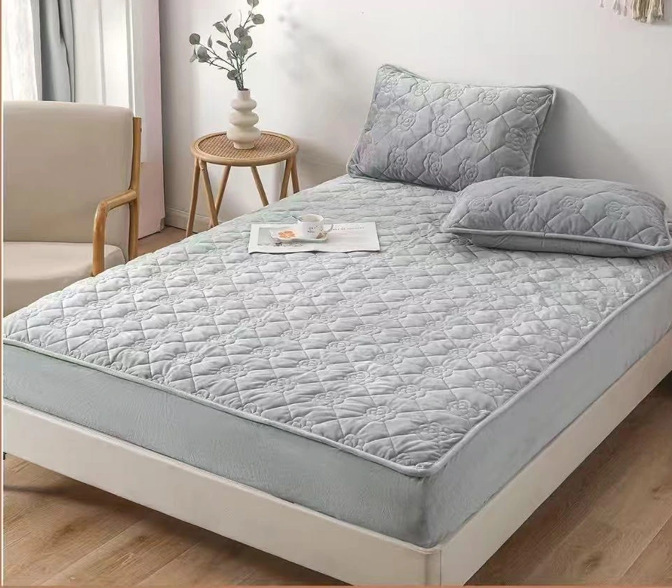 Huse tip Topper 180x200 - Husă tip topper 180x200 cm gri cu model catifelat damasc-TX1